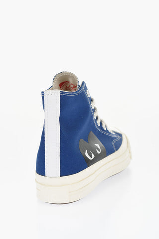 PLAY COMME DES GARCONS Sneakers Alte in Canvas con Stampa a Contrasto