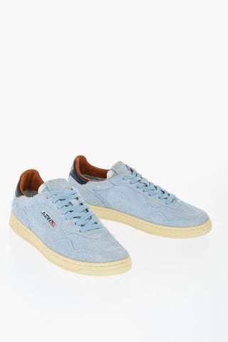 Sneakers Basse in Camoscio con Logo a Contrasto