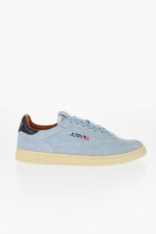 Sneakers Basse in Camoscio con Logo a Contrasto