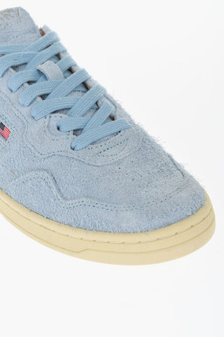 Sneakers Basse in Camoscio con Logo a Contrasto