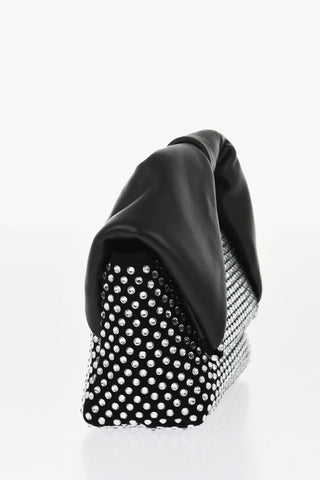 Leather MIDI TWISTER Handbag Embellished with Rhinestones