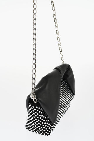 Leather MIDI TWISTER Handbag Embellished with Rhinestones