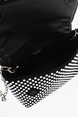 Leather MIDI TWISTER Handbag Embellished with Rhinestones