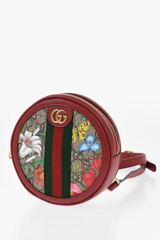 Leather OPHIDIA Backpack with Floral-Motif