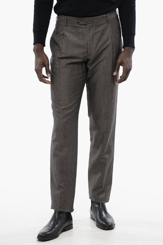 Wool And Linen ACADEMY Mid-Rise Waist Single Pleat Pants