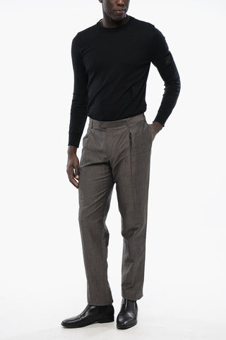 Wool And Linen ACADEMY Mid-Rise Waist Single Pleat Pants
