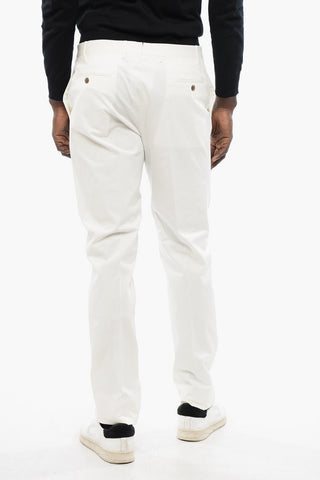 Solid Color Stretch Cotton Pants with Belt Loops