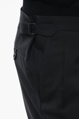 CC COLLECTION Double-pleated Wool Blend Pants with Martingales