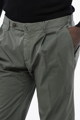 ID Single-pleated Stretch Cotton Chinos Pants