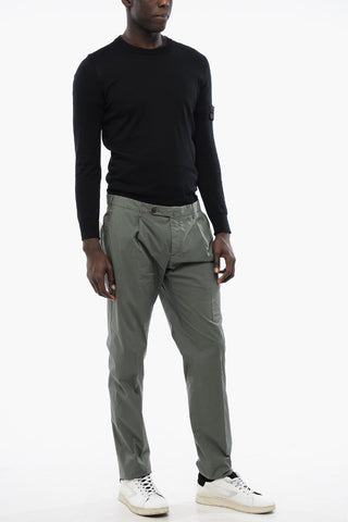 ID Single-pleated Stretch Cotton Chinos Pants