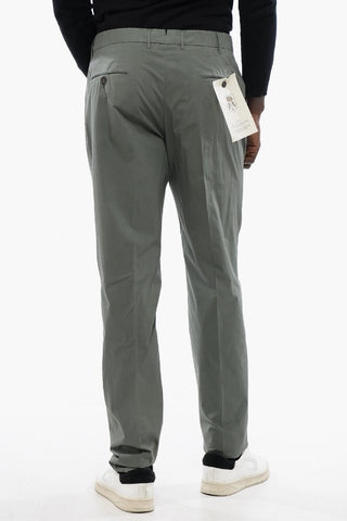 ID Single-pleated Stretch Cotton Chinos Pants