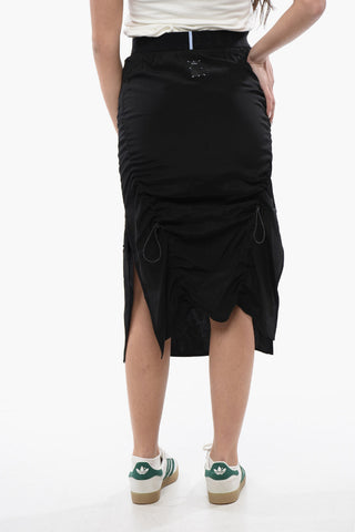 Draped Pencil Skirt with Double Side Slit