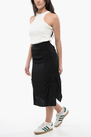 Draped Pencil Skirt with Double Side Slit