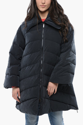 EMPORIO Quilted Long Down-Jacket with Later Zip