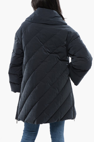 EMPORIO Quilted Long Down-Jacket with Later Zip