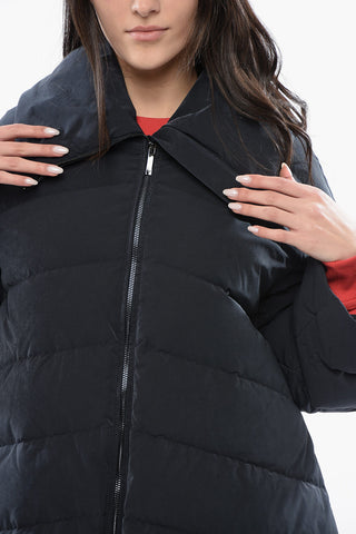 EMPORIO Quilted Long Down-Jacket with Later Zip
