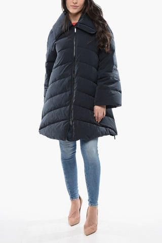 EMPORIO Quilted Long Down-Jacket with Later Zip