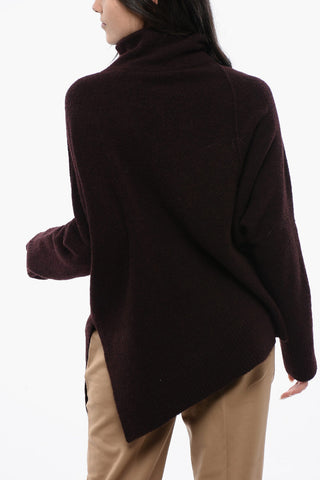 Wool Blend LOCK Turtleneck Sweater with Side Split