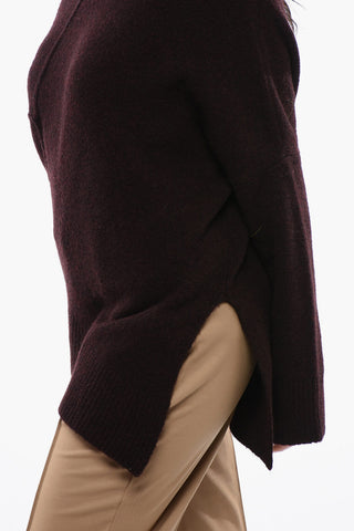 Wool Blend LOCK Turtleneck Sweater with Side Split