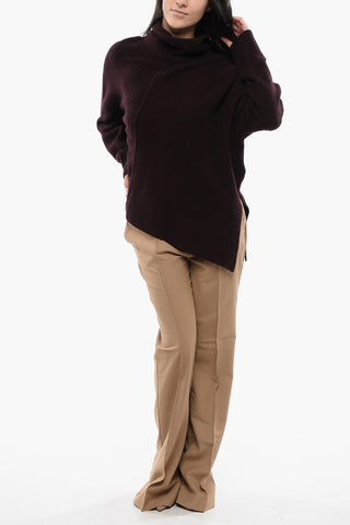 Wool Blend LOCK Turtleneck Sweater with Side Split