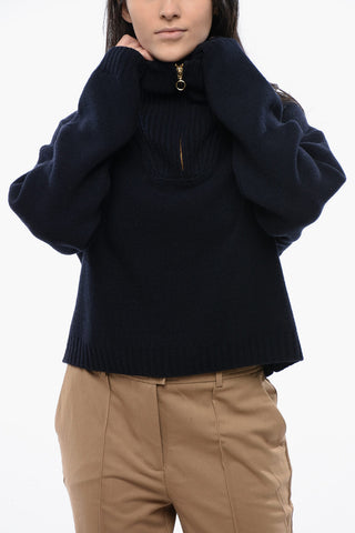 Ribbed Cashmere KIRA Sweater with Half Zip