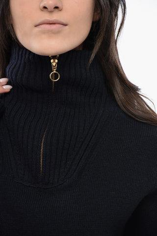 Ribbed Cashmere KIRA Sweater with Half Zip