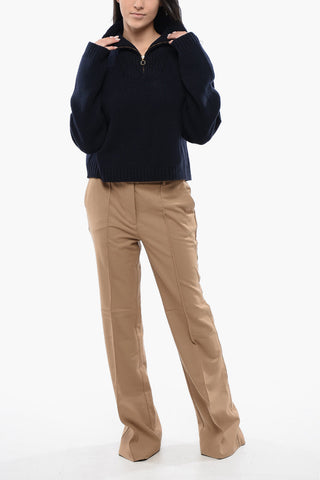 Ribbed Cashmere KIRA Sweater with Half Zip