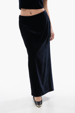 Back Full Zipped PALMIRA Velour Maxi Skirt
