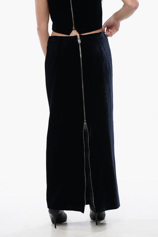 Back Full Zipped PALMIRA Velour Maxi Skirt