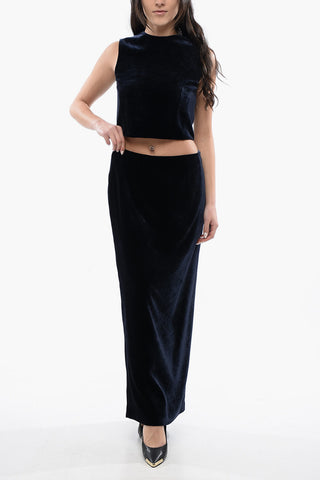 Back Full Zipped PALMIRA Velour Maxi Skirt