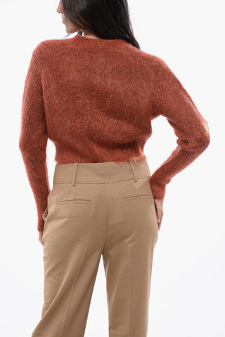 Cropped Fuzzy WICK Cardigan With V-Neck