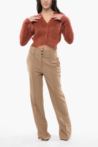 Cropped Fuzzy WICK Cardigan With V-Neck