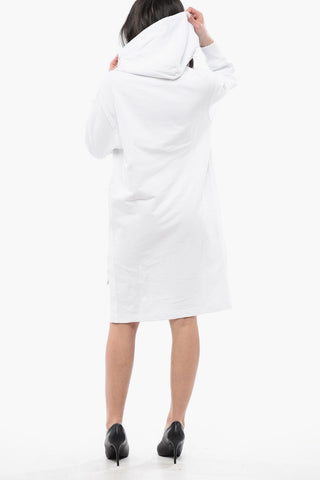 Vestito a Felpa D-ILSE ITALICO Asimmetrico con Spacchi Laterali e Cappuccio