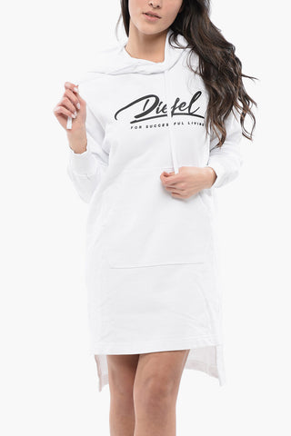 Vestito a Felpa D-ILSE ITALICO Asimmetrico con Spacchi Laterali e Cappuccio