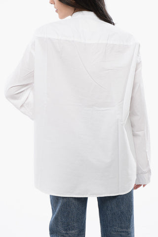 Solid Color Mandarin Collar Shirt with Belt Details
