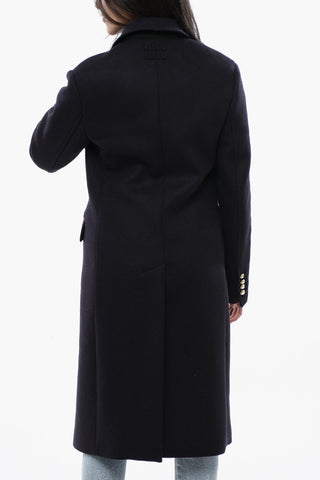 Double-breasted Virgin Wool Coat with Flap Pockets