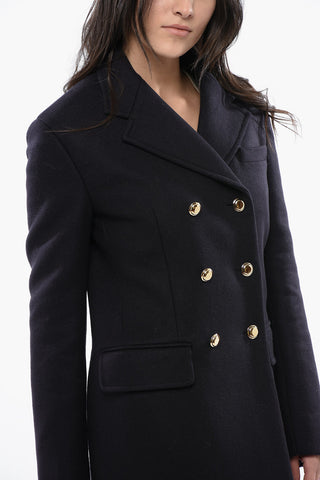 Double-breasted Virgin Wool Coat with Flap Pockets