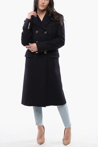 Double-breasted Virgin Wool Coat with Flap Pockets