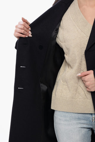 Double-breasted Virgin Wool Coat with Flap Pockets