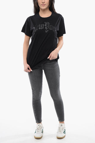 Crew-neck T-shirt With PUNK Contrast Print