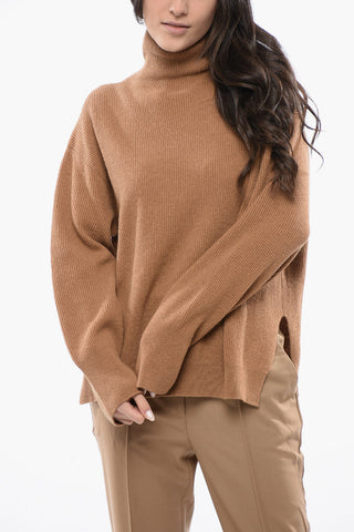Maglia a Collo Alto ARYA A Coste in Misto Lana Merino