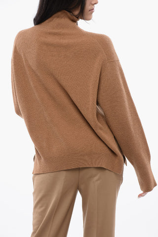 Maglia a Collo Alto ARYA A Coste in Misto Lana Merino