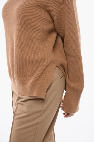 Maglia a Collo Alto ARYA A Coste in Misto Lana Merino