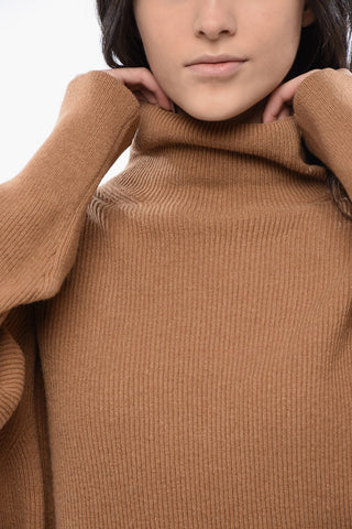 Maglia a Collo Alto ARYA A Coste in Misto Lana Merino