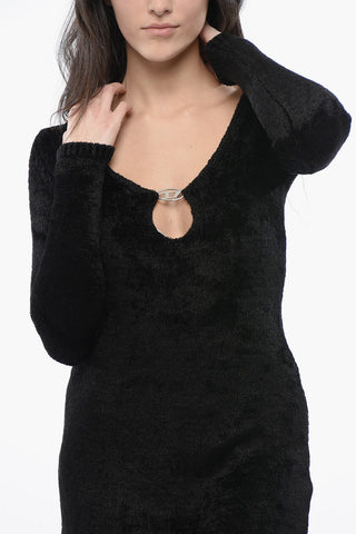RED TAG Mini Dress M-COLEEN in Velour Con Dettaglio Cut -Out Frontale