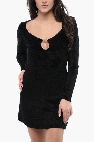 RED TAG Mini Dress M-COLEEN in Velour Con Dettaglio Cut -Out Frontale