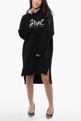 Asymmetrical Cut D-ILSE ITALICO Sweat Dress with Side Split and Hood