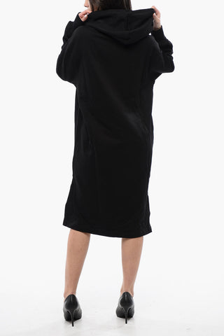 Asymmetrical Cut D-ILSE ITALICO Sweat Dress with Side Split and Hood