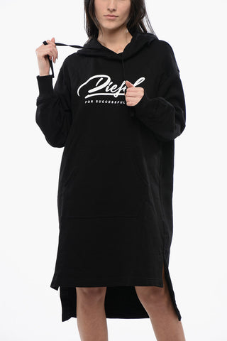 Asymmetrical Cut D-ILSE ITALICO Sweat Dress with Side Split and Hood