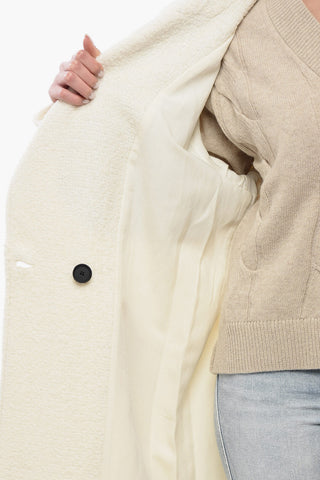 Nylon and Wool Blend MABEL Double Breast Coat with Flap Pockets